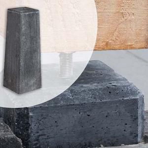 Betonpoer (18x18)>(15x15)x50 cm antraciet incl hoogteverstelling RVS