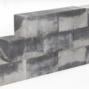 Muurblok strak grijs - zwart gemêleerd 12x12x60 cm (R)