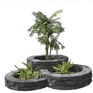 Bloembak rond - Alp.X.811 zwart - grijs gemêleerd