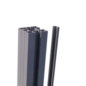 Aluminium paal incl. 1 afdichtprofiel - Grijs 9007 - 7,5x7,5x280 cm