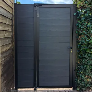 Poort 110x190cm incl. vulling, slot en poedercoating op kleur ( 122x190 cm incl. kozijn )