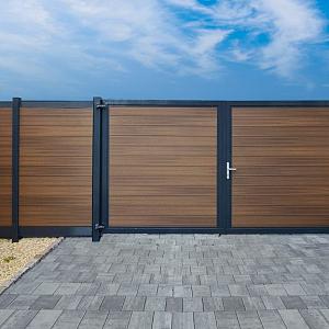 Dubbele poort 290x190 cm incl. vulling, slot en poedercoating op kleur ( 302x190 cm incl. kozijn )