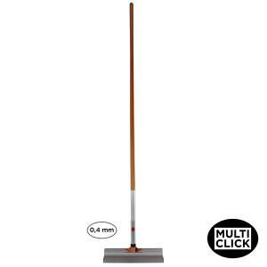 Super Prof Multi Click wand/vloerschraper aluminium 380x0,4 mm RVS met houten steel, 1,70mtr.