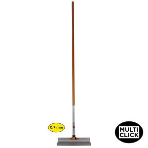 Super Prof Multi Click wand/vloerschraper aluminium 380x0,7 mm RVS met houten steel, 1,70mtr.