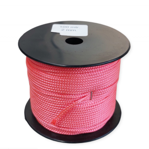 Uitzetkoord 100 meter fluor roze 2.0mm dikte gevlochten koord