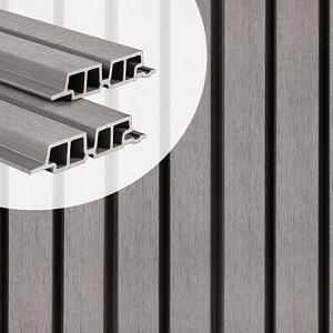 PuraTech 55 composiet blokprofiel dubbel 3,3 x 17,0 x 390 cm, light grey, fijne houtnerf ( werkbreed