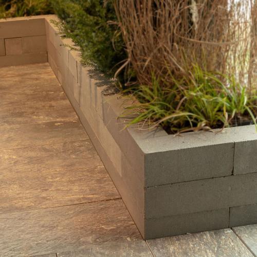 Muurblok strak grijs 12x12x60 cm (E)