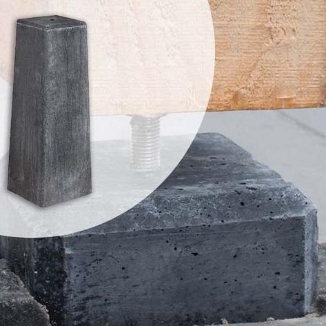 Betonpoer (18x18)>(15x15)x50 cm antraciet incl hoogteverstelling RVS