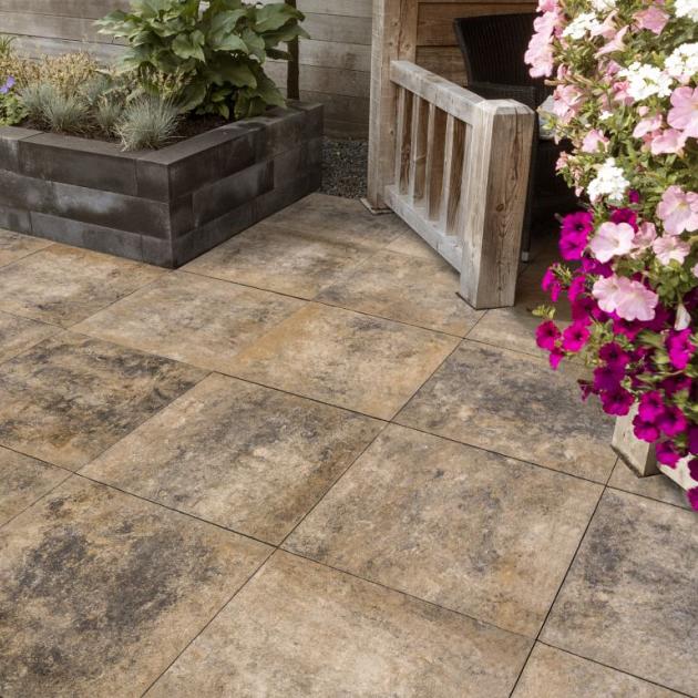 Alp.X2.426 - 60x60x4 cm. - geel - antraciet  gemêleerd