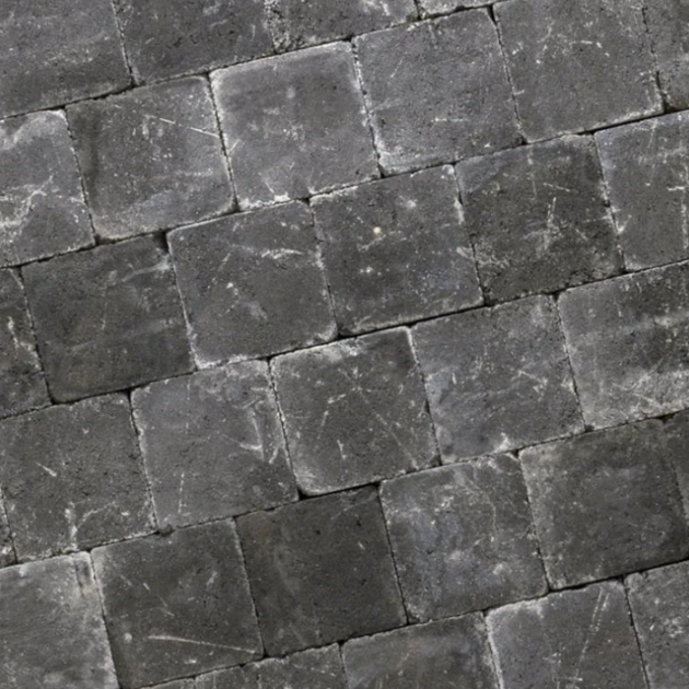 Alp.X2.201 - 15x15x8 cm - zwart gemêleerd getrommeld