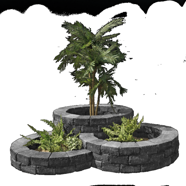 Bloembak rond - Alp.X.809 zwart gemêleerd