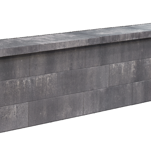 Muurblok - Alp.X.816  15x15x45  grijs - zwart gemêleerd