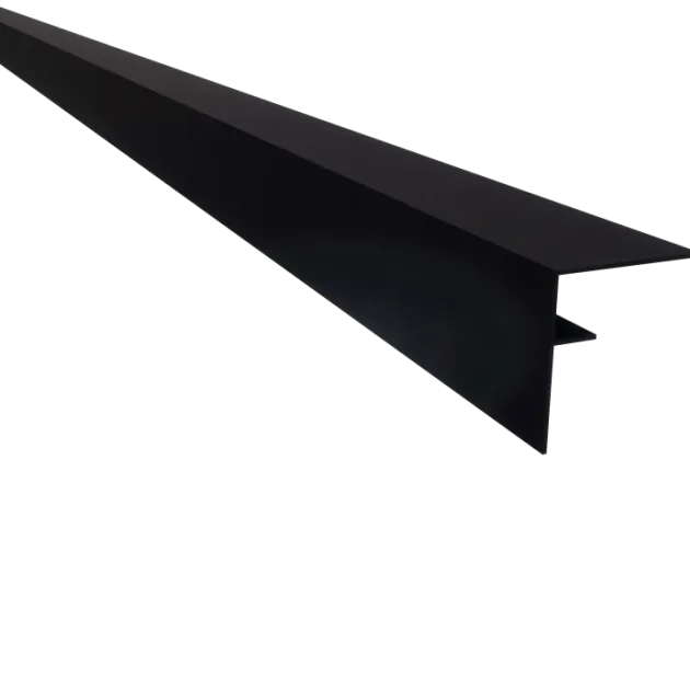 Aluminium F-profiel - Zwart RAL 9005 - 7x7,8x400 cm