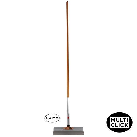 Super Prof Multi Click wand/vloerschraper aluminium 380x0,4 mm RVS met houten steel, 1,70mtr.