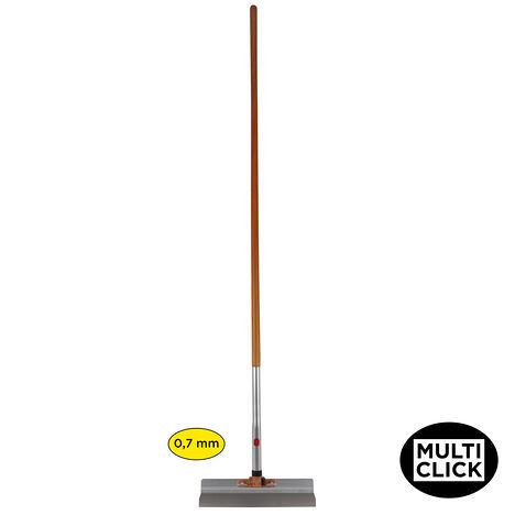 Super Prof Multi Click wand/vloerschraper aluminium 380x0,7 mm RVS met houten steel, 1,70mtr.