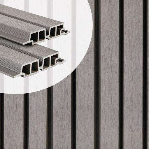 PuraTech 55 composiet blokprofiel dubbel 3,3 x 17,0 x 290 cm, light grey, fijne houtnerf ( werkbreed