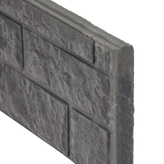 Beton motiefplaat antraciet H 36 x D 3,5 x L 184 cm Rotsmotief