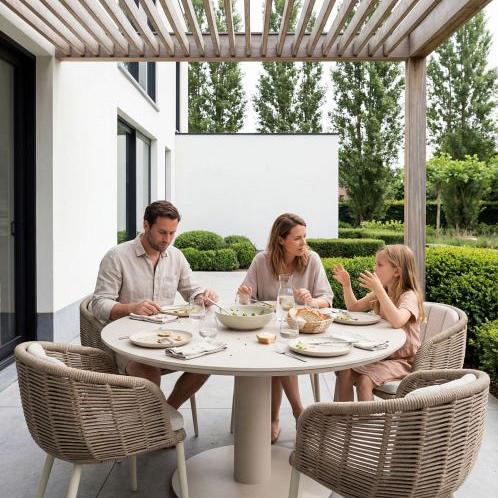 Porto - Ronde dining tuintafel Ø 130 cm Zand