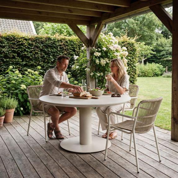 Porto - Ronde dining tuintafel Ø 130 cm Zand