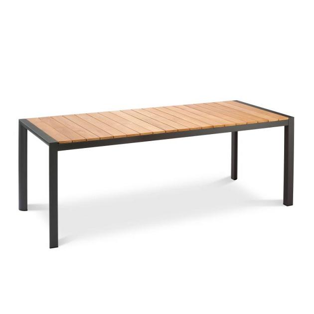 Paros - Eettafel 210x90 cm Teak - Antraciet