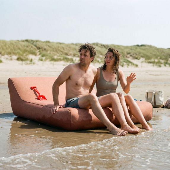Lounge - Opblaasbaar 2-persoons ligbed met hoge rugleuning Terracotta